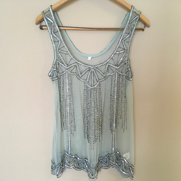 Willow & Clay Tops - RARE Willow & Clay Art Deco 1920s Style Beaded Top